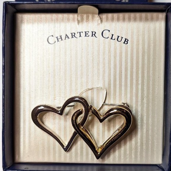Vintage Silver and Gold Heart Brooch From Macy's Charter Club - Picture 1 of 3